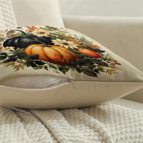 NIGHTWISH Fall Pillow Covers Set of 4 - Pumpkin Vines Floral Decor