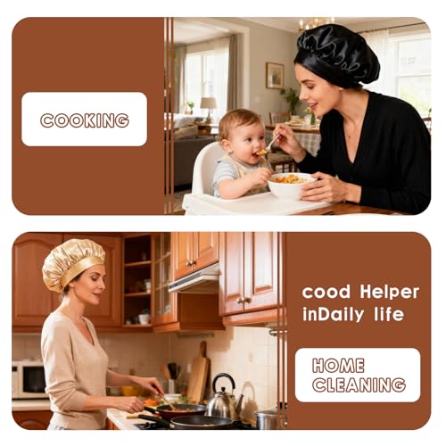 2-Pack Satin Silk Hair Bonnets for Sleeping - Soft Elastic Sleep Cap