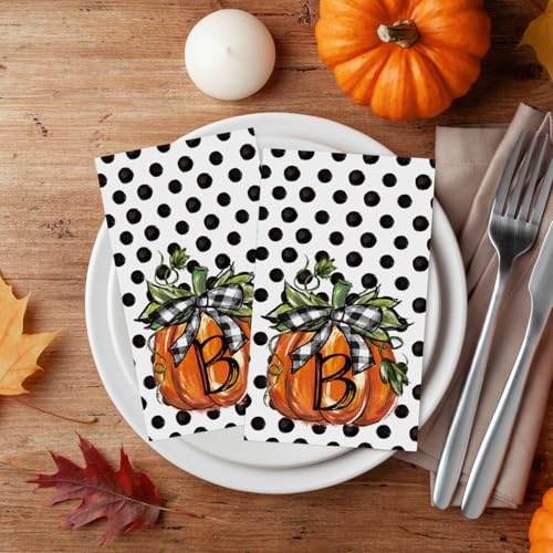 Fall Paper Napkins with Pumpkin Black Dots - 100 Pack, 2 Ply, Disposable, Party & Home Decor