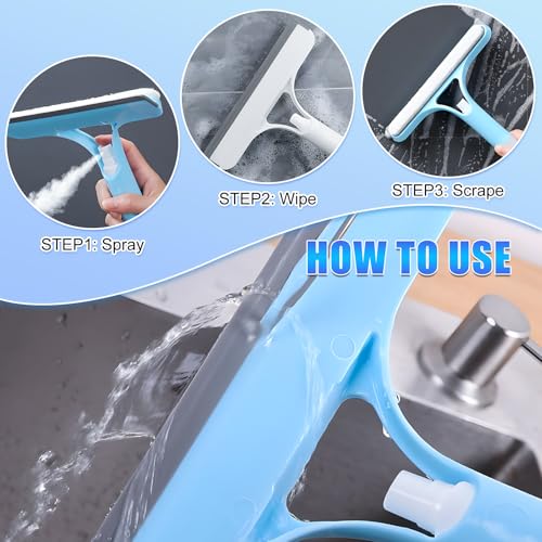 EuftEale Blue 3-in-1 Window Cleaning Squeegee with Spray - All-Purpose Glass & Surface Cleaner Tool