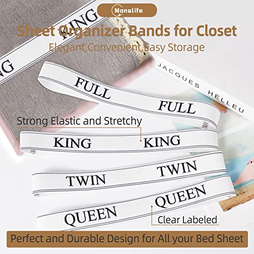 Twin Bed Sheet Organizer Bands 4 Pack - Elastic Linen Closet Storage Keepers
