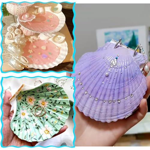 8 PCS Natural Scallop Seashells for Crafts, 4-5 Inch Large Clam Shells