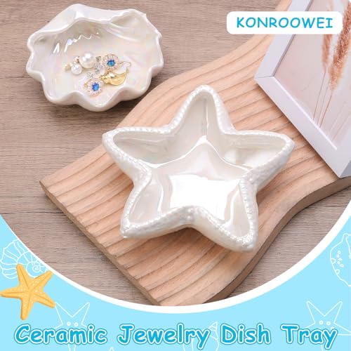 Coastal Ceramic Jewelry Dish Tray - Starfish Ring Holder