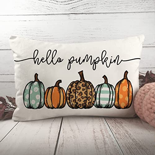 Fall Lumbar Pillow Cover Hello Pumpkin Autumn Decorative Throw Pillow