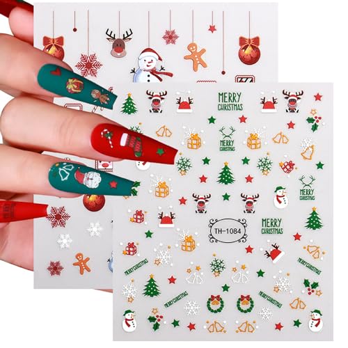 Christmas Nail Art Stickers 3D Self-Adhesive Snowflake Decals (6 Sheets)