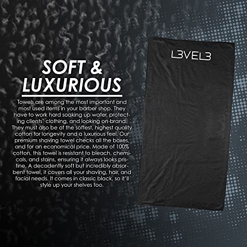 Premium 100% Cotton Shaving Towel - Soft, Absorbent, Black