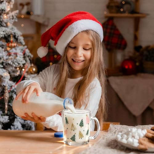 Clear Christmas Tree Glass Coffee Mugs Set - 4 Pcs Holiday Drinkware