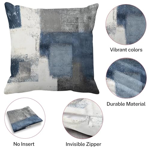 Emvency Blue Grey Throw Pillow Covers Set of 2 - 18x18 Inch Modern Abstract Art