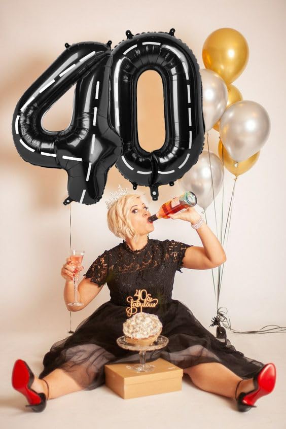 Number 0 Balloons - 40 Inch Black Number Balloons for Birthday, Wedding, Baby Shower Decor