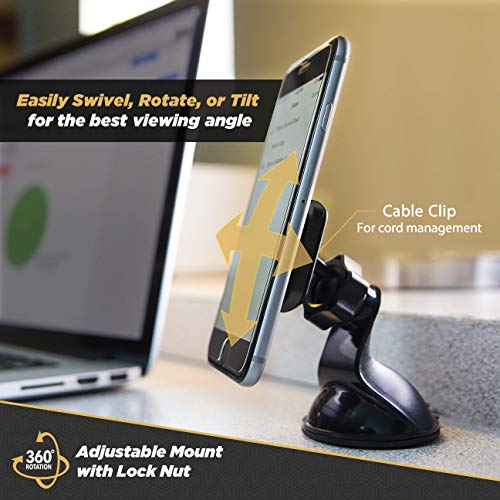 Scosche MagicMount Suction Cup Phone Mount - 2 Pack for Car Dashboard/Windshield, 360° Adjustable Magnetic Holder