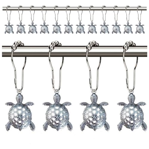 Sea Turtle Shower Curtain Hooks - 24-Piece Stainless Steel Set