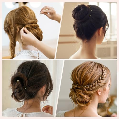 200Pcs Gold U-Shaped Hair Pins Bulk Set with Storage Box for Updos and Buns