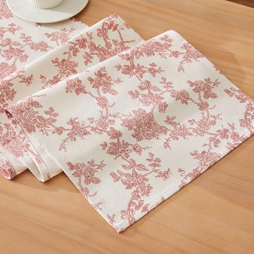 Farmhouse Table Runner 13x108 Inch Red - French Pastoral Style