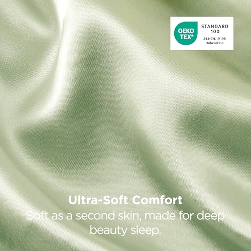 Bedsure Satin Pillowcase Set of 2 - Standard Size 20" x 26" in Sage Green
