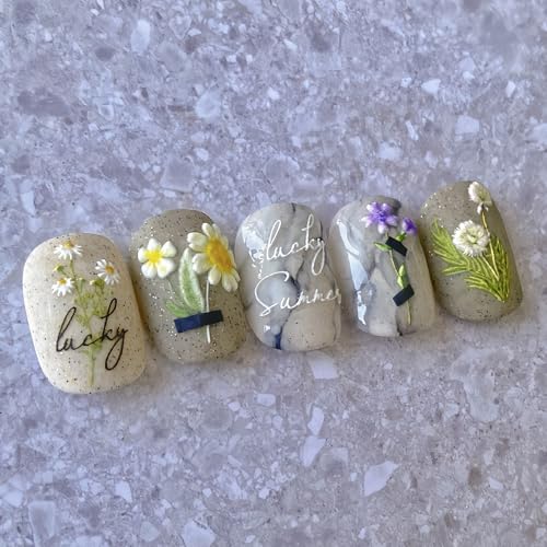 5D Embossed Flower Nail Stickers Self-Adhesive Floral Decals