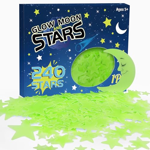 Neasyth 241PCS Green Glow in The Dark Stars & Moon Set for Ceiling