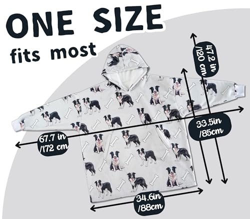 Border Collie Dog Blanket Hoodie - Cozy Gift for Dog Lovers, Christmas & Birthday