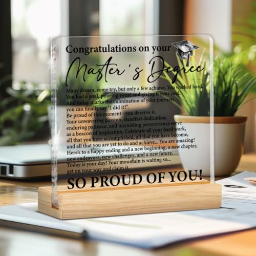 Graduation Gift Acrylic Desk Sign for Masters Degree