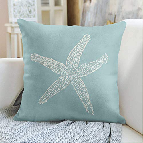 Emvency Seafoam Ocean Starfish Velvet Throw Pillow Cover 18x18 Inch