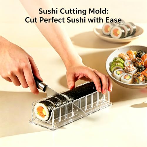 6-Piece Sushi Making Kit for Beginners with Bamboo Mats, Knife and Mold