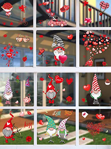 Valentine's Day Gnome Window Decals - 149 Pcs Window Clings
