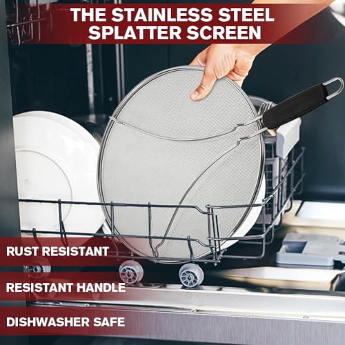 13 Inch Black Stainless Steel Frying Pan Splatter Screen