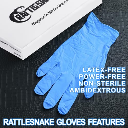 Rattlesnake Blue Textured Nitrile Gloves - 4 Mil, Latex-Free, Disposable (Pack of 100)