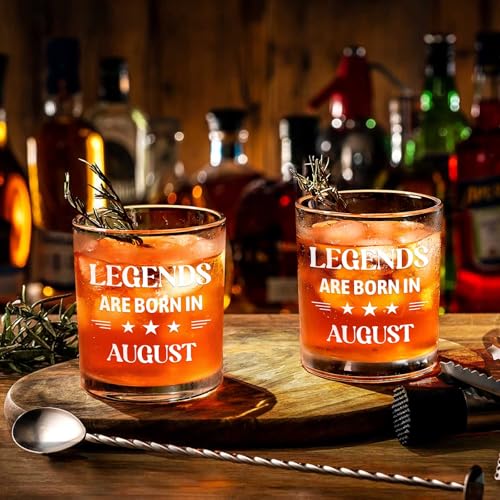 Legends Are Born In August Whiskey Glass - 10 Oz Birthday Gift