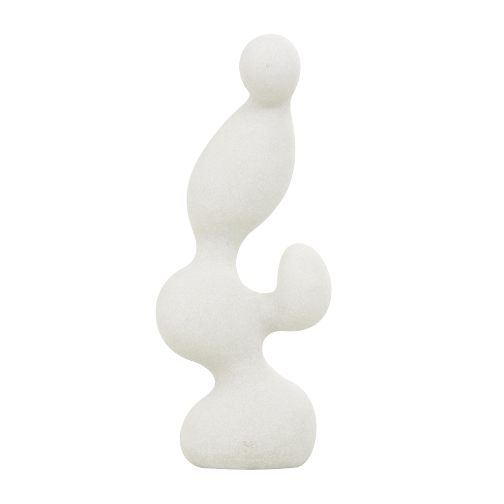 Deco 79 Polystone Abstract Decorative Sculpture Curved Shaped Home Decor Statue with Speckled Texturing, Accent Figurine 7" x 4" x 18", White