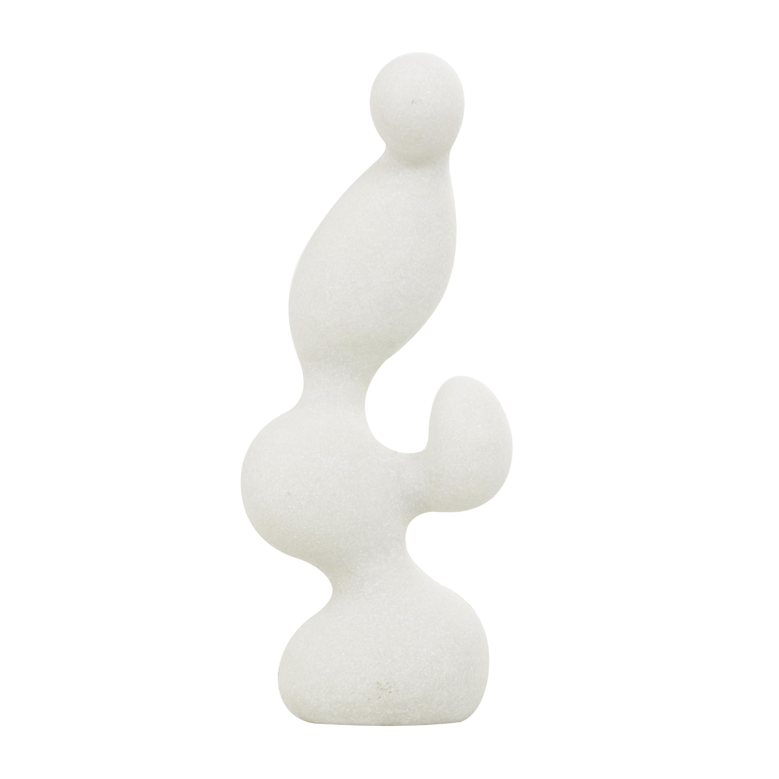 Deco 79 Polystone Abstract Decorative Sculpture Curved Shaped Home Decor Statue with Speckled Texturing, Accent Figurine 7" x 4" x 18", White