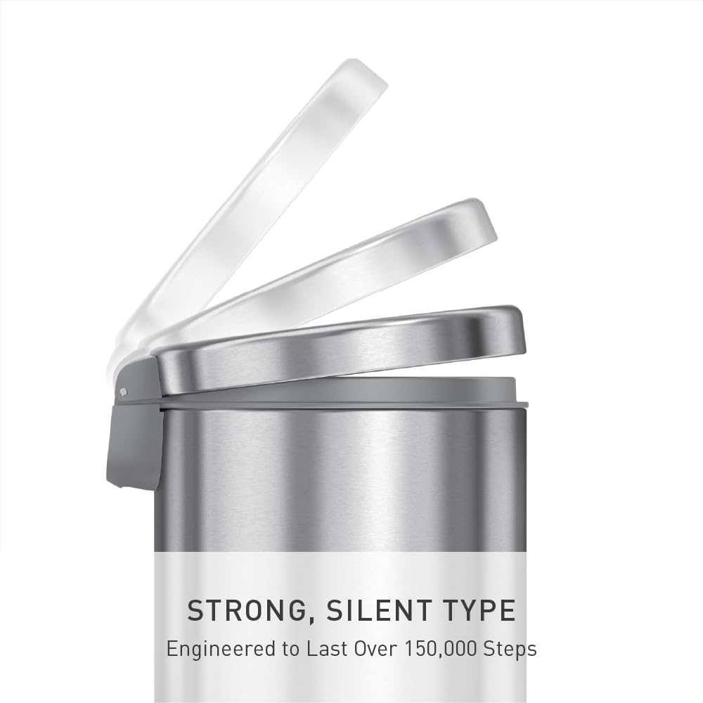 Simplehuman Round Bathroom Step Trash Can - 4.5 Liter | Brushed Stainless Steel Design