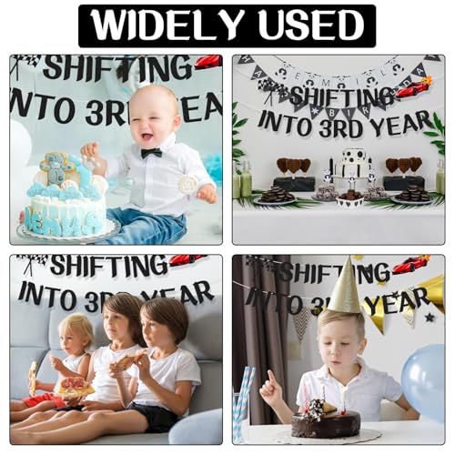 Racing Car 3rd Birthday Banner – Boys Glitter Party Decorations