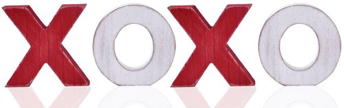Valentine’s Day XOXO Wooden Table Decor Set, Rustic Valentine’s Day Home Decorations, Freestanding XOXO Sign for Tiered Tray, Mantel, Shelf, Table, Farmhouse Valentines Decor (red white)