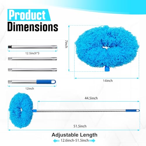 Ceiling Fan Cleaner Duster with Extension Pole, Blue - 12 to 51 Inch