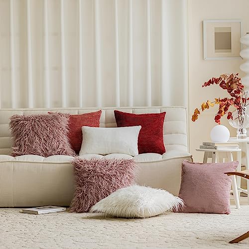 12x20 Dusty Pink Faux Fur Pillow Cover for Couch & Bedroom Decor - Home Brilliant