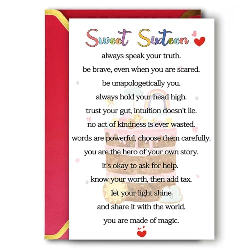 Funny 16th Birthday Card for Him or Her - 8x5.3 Inches