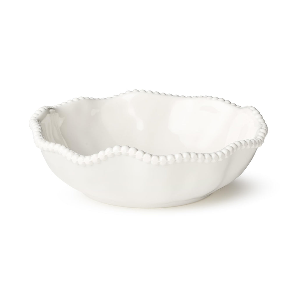Perlette Off-White Beaded 12-Piece Dinnerware Set – Includes 4 Dinner Plates, 4 Salad Plates, 4 Bowls (7.5" x 2", 22 oz) – Elegant Unbreakable Melamine, Heavyweight, Perfect for Indoor/Outdoor Dining