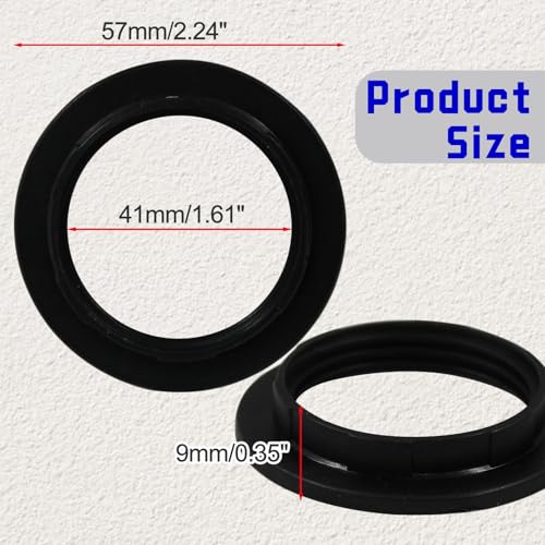 Bonsicoky E27 Lamp Shade Collar Rings - 2 Pack Black Adapter