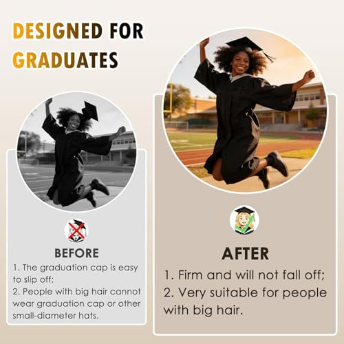 ZEYER Graduation Cap Headband Insert - Anti-Fall Black Hair Band