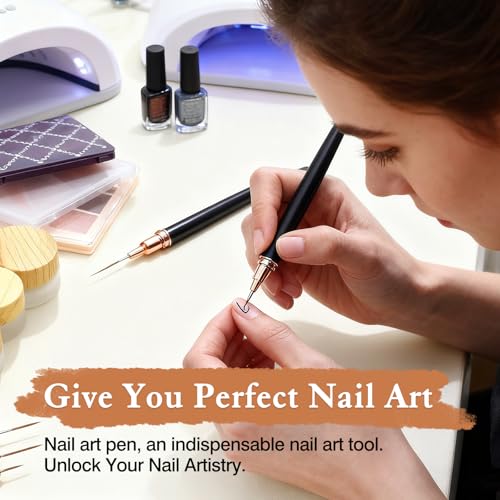 Brvlsoc 5-Piece Metallic Nail Art Liner Brush Set for Fine Details