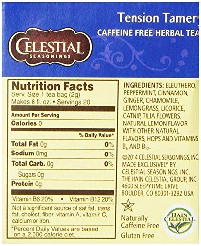 Celestial Seasonings Tension Tamer Herbal Tea - Caffeine-Free Blend for Stress Relief