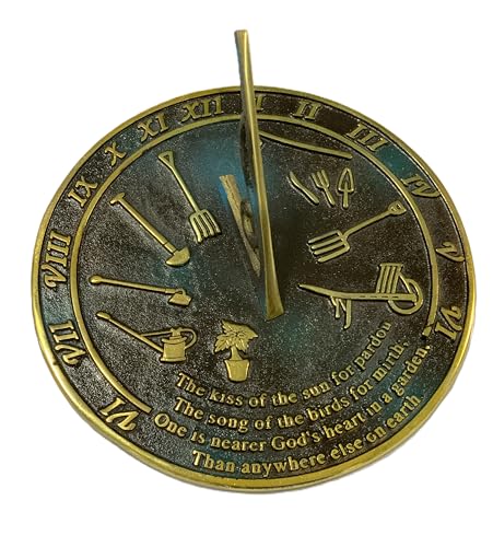 Garden Sundial 10 Inch Brass Decorative Outdoor Sun Clock for Garden & Yard