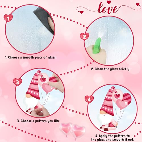 Valentine's Gnome Window Clings - 80PCS Double-Sided Stickers Set