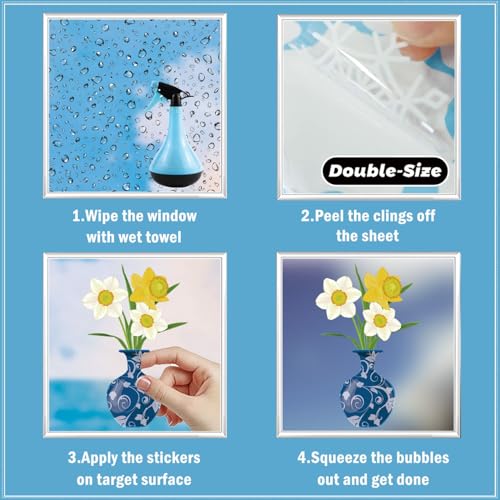 Spring Flower Butterfly Window Clings - 44 Pcs Reusable PVC Stickers