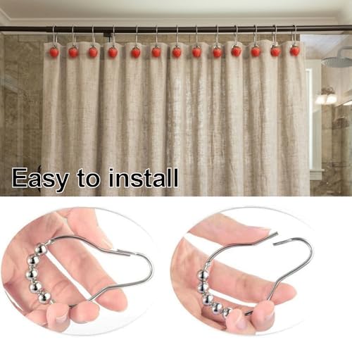 12Pcs Strawberry Shower Curtain Hooks - Cute Fruit Bathroom Decor