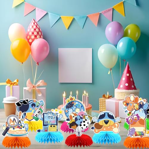8pcs Blue Dog Honeycomb Decorations for Birthday Parties