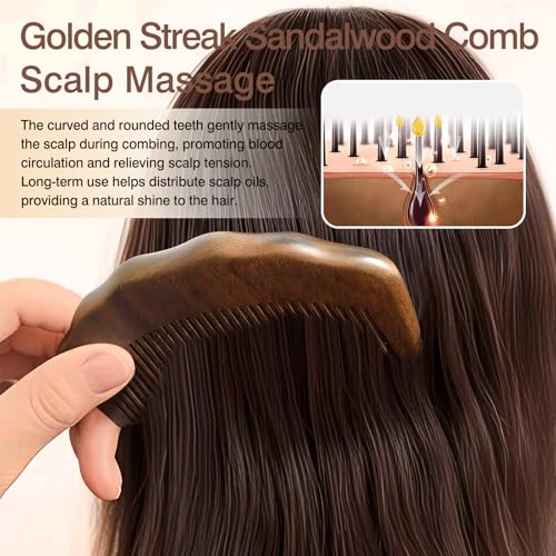 Natural Sandalwood Wide-Tooth Comb Anti-Static Hair Detangler