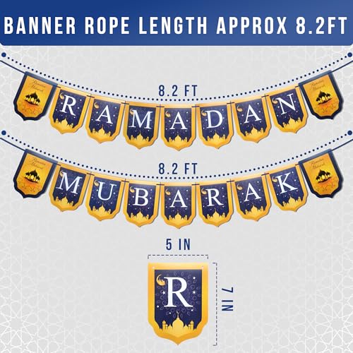 Ramadan Mubarak Banner - Gold & Blue Islamic Decoration