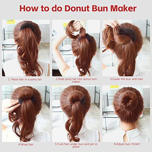 Aivwis Kids Hair Bun Maker Set - 6 Pcs 2 Inch Donut Shapers with Pins