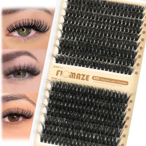 FLOMAZE Wispy Lash Clusters 60D D Curl DIY Individual Eyelash Extensions 320Pcs